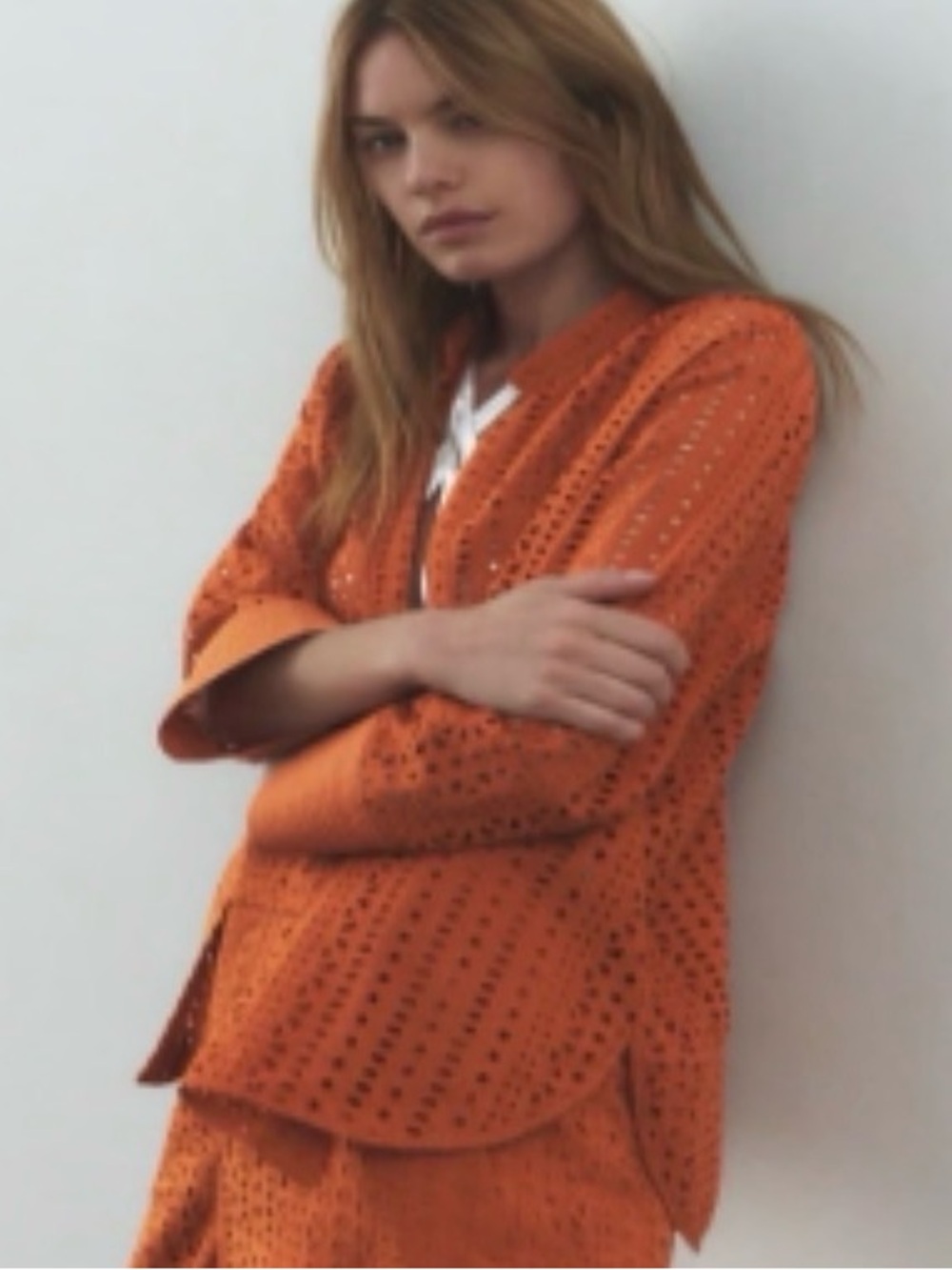 Zara Orange Eyelet top